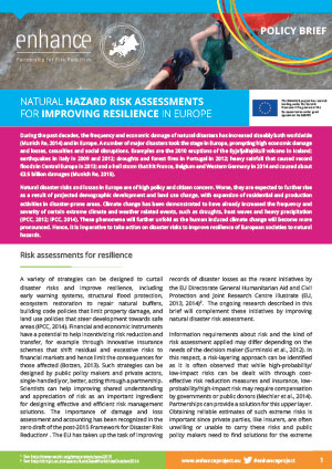 Policy Brief: Natural hazard risk assessments for improving resilience in Europe